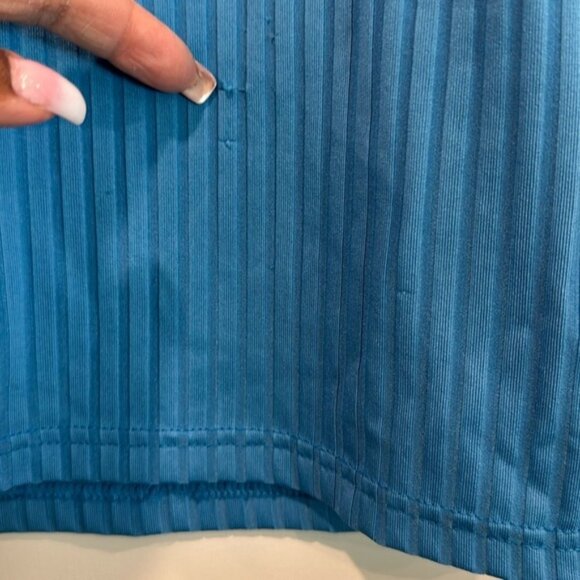 🔵 Blue Ribbed Spaghetti Strap Mini Dress - Picture 7 of 7